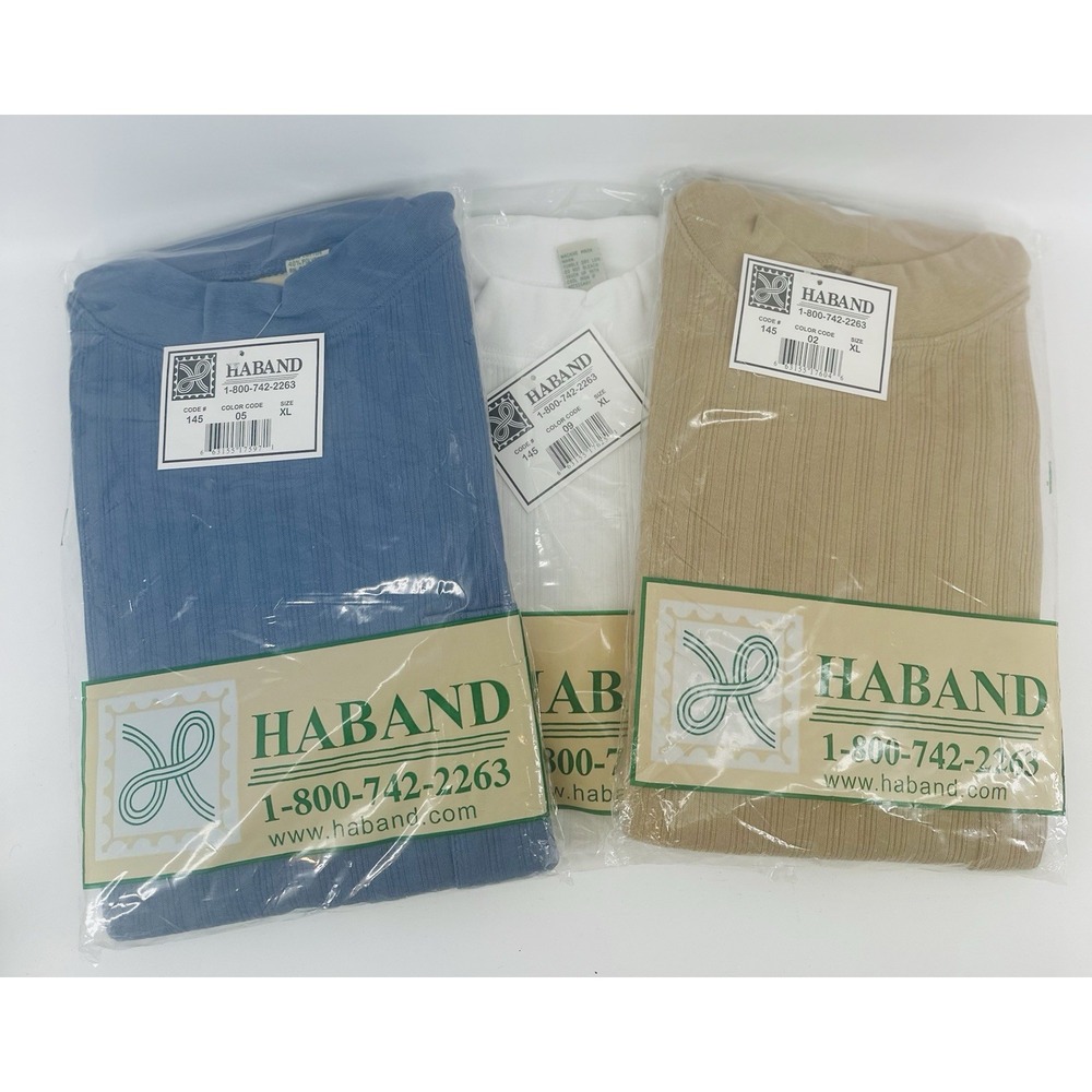 3pc Haband Casual‎ Cotton Poly Mens Shirts Long Sleeve Ribbed Sz XL New Q1028